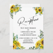 Eukalyptus Sunflower Handwriting Empfang Einladung (Vorne/Hinten)