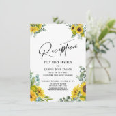 Eukalyptus Sunflower Handwriting Empfang Einladung (Stehend Vorderseite)