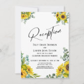 Eukalyptus Sunflower Handwriting Empfang Einladung (Vorderseite)