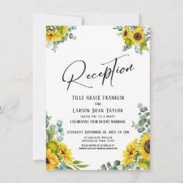 Eukalyptus Sunflower Handwriting Empfang Einladung