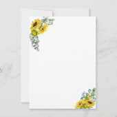 Eukalyptus Sunflower Handwriting Wedding Empfang Einladung (Rückseite)