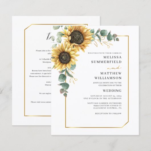 Eukalyptus Sunflower Hochzeit und Details (Vorne/Hinten)