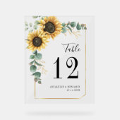 Eukalyptus Sunflower Hochzeitstabelle Acrylschild (Vorderseite)