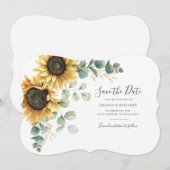 Eukalyptus Sunflower, modern, Save the Date (Vorne/Hinten)