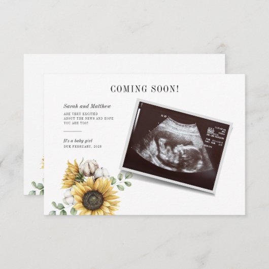 Eukalyptus Sunflower Pregnant Sonogram Baby Reveal (Vorne/Hinten)