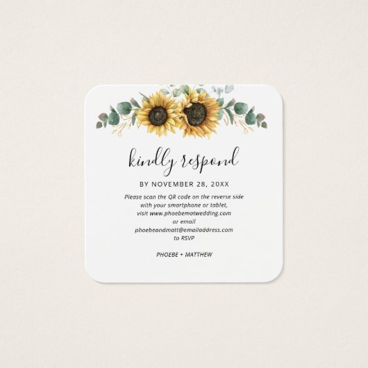 Eukalyptus Sunflower QR Code Hochzeitsseiten Websi (Vorderseite)