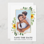 Eukalyptus Sunflower Save the Date Card (Vorne/Hinten)