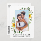 Eukalyptus Sunflower Save the Date Postkarte (Vorne/Hinten)