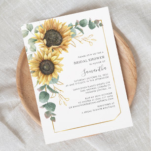 Eukalyptus Sunflower Script-Brautparty Einladung