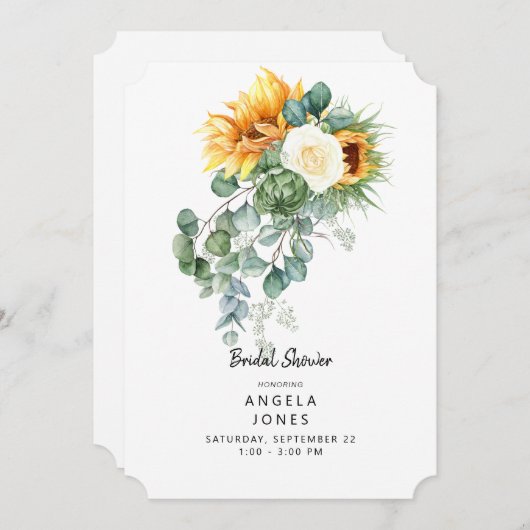 Eukalyptus Sunflower Toskanisches Brautparty Einladung (Vorne/Hinten)