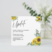 Eukalyptus Sunflower Update Wedding Delay Card Einladung (Stehend Vorderseite)