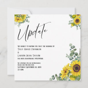Eukalyptus Sunflower Update Wedding Delay Card Einladung