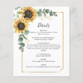 Eukalyptus Sunflower Wedding Details Card (Vorderseite)