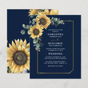 Eukalyptus Sunflower Wedding Floral Einladung
