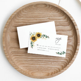 Eukalyptus Sunflower Wedding RSVP Begleitkarte