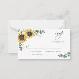 Eukalyptus Sunflower Wedding RSVP Card Mitteilungskarte