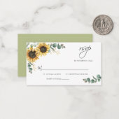 Eukalyptus Sunflower Wedding RSVP Card Mitteilungskarte (Vorderseite/Rückseite Beispiel)