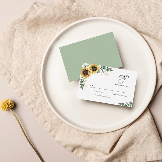 Eukalyptus Sunflower Wedding RSVP Card Mitteilungskarte