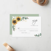Eukalyptus Sunflower Wedding RSVP Card Mitteilungskarte (Vorderseite/Rückseite Beispiel)