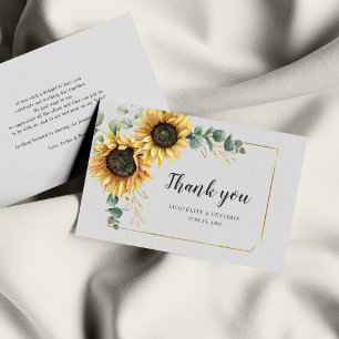 Eukalyptus Sunflower Wedding Watercolor Vielen Dan Mitteilungskarte