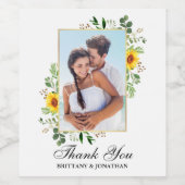 Eukalyptus Sunflower Wedding Watercolor Vielen Dan Weinetikett (Einzelnes Label)