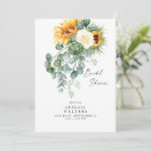 Eukalyptus Sunflower Weißes Brautparty Einladung (Stehend Vorderseite)