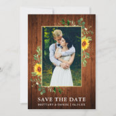 Eukalyptus Sunflower Wood Save the Date Karte (Vorderseite)