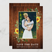 Eukalyptus Sunflower Wood Save the Date Karte (Vorne/Hinten)