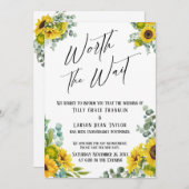 Eukalyptus Sunflower Worth Wait Wedding Card Einladung (Vorne/Hinten)