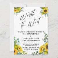 Eukalyptus Sunflower Worth Wait Wedding Card