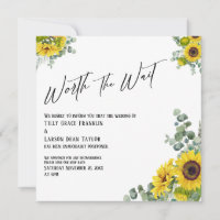 Eukalyptus Sunflower Worth Wait Wedding Card