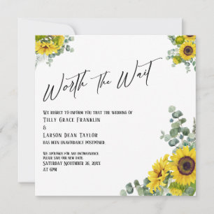 Eukalyptus Sunflower Worth Wait Wedding Card Einladung