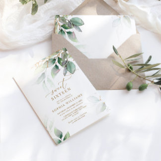 Eukalyptus Sweet 16 Geburtstag Einladung