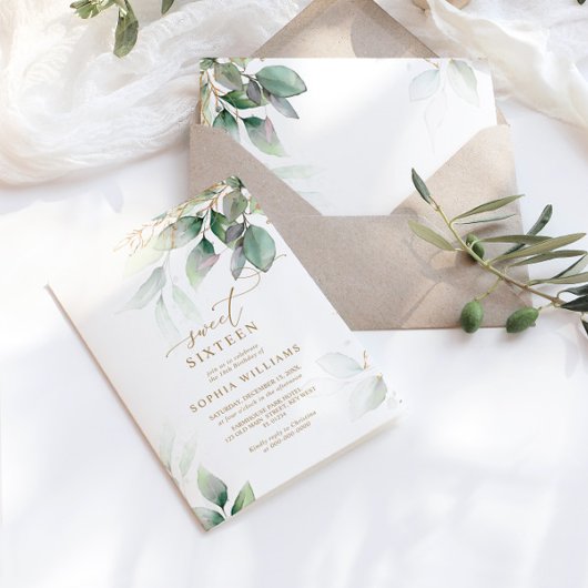 Eukalyptus Sweet 16 Geburtstag Einladung