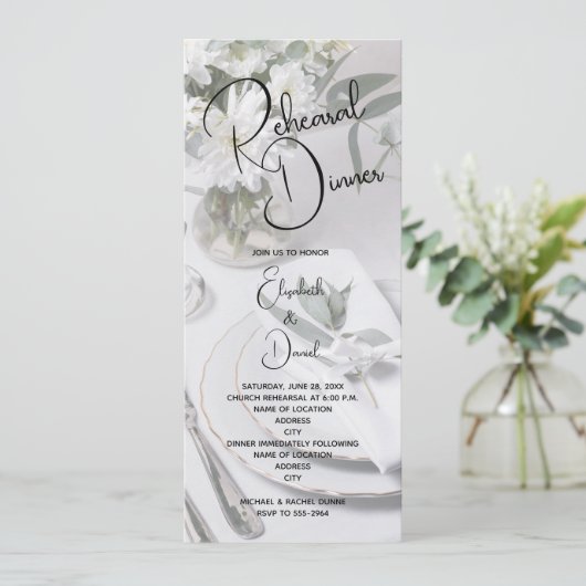 Eukalyptus Table Setting Probe Dinner Einladung (Stehend Vorderseite)