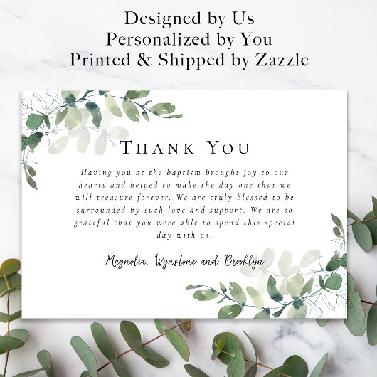 Eukalyptus-Taufe Dankeskarte