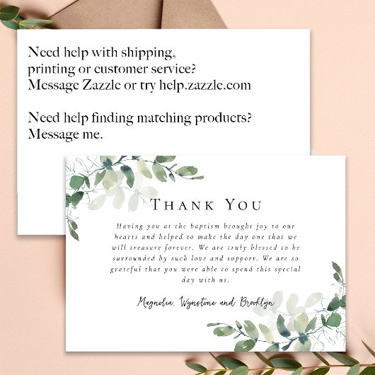 Eukalyptus-Taufe Dankeskarte