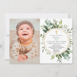 Eukalyptus-Taufe, Grünpflanzen Modernes Foto Einladung