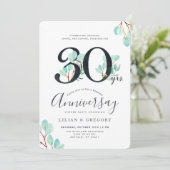 Eukalyptus-Thema zum 30-jährigen Jubiläum wachsen Einladung (Stehend Vorderseite)