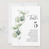 Eukalyptus Tischnummer 5 Hochzeitssitze (Vorderseite)