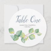 Eukalyptus-Tischnummer Einladung (Vorderseite)