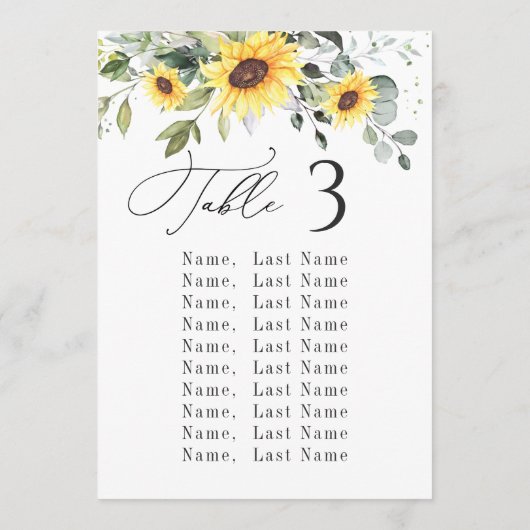 Eukalyptus-Tischnummer Einladung (Rückseite)