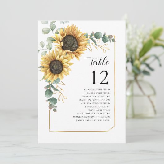 Eukalyptus-Tischnummer Hochzeitssaison Einladung (Stehend Vorderseite)