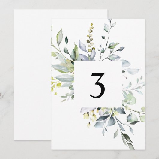 Eukalyptus-Tischnummer Menükarte (Vorne/Hinten)