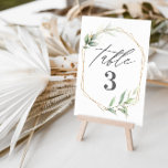 Eukalyptus-Tischnummern Tischnummer<br><div class="desc">Feines modernes Design mit einem geometrischen Rahmen mit goldenem Effekt und wunderschönem botanischem Eukalyptus-Blattwerk in Aquarellfarbe. Diese elegante, zeitgenössische rustikale Kollektion ist eine großartige Ergänzung zu einer Herbst-, Winter-, Sommer- oder Frühjahrsheirat und bietet alle Produkte, die Sie für Ihren besonderen Tag brauchen - sparen Sie die Daten, Einladungen, Tischplaner und...</div>