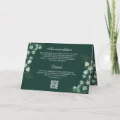 Eukalyptus Tor Foto Smaragd QR Code Hochzeit Einladung (Rückseite)