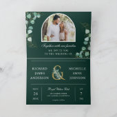 Eukalyptus Tor Foto Smaragd QR Code Hochzeit Einladung (Innenseite)