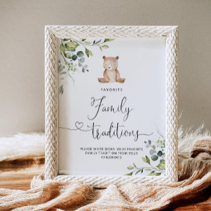 Eukalyptus trägt Familientraditionen Babydusche Poster