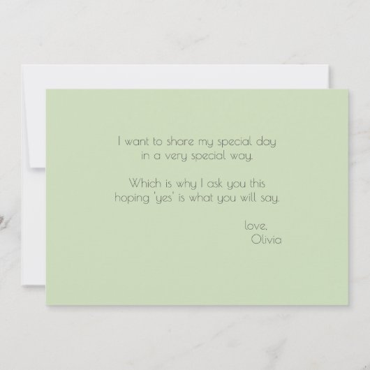 Eukalyptus-Trauzeugin Einladung (Rückseite)