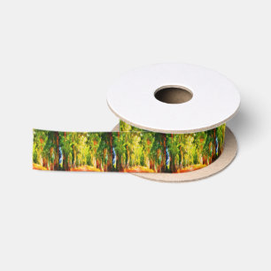 Eukalyptus Tree Lined Avenue Pointillism Art Satinband